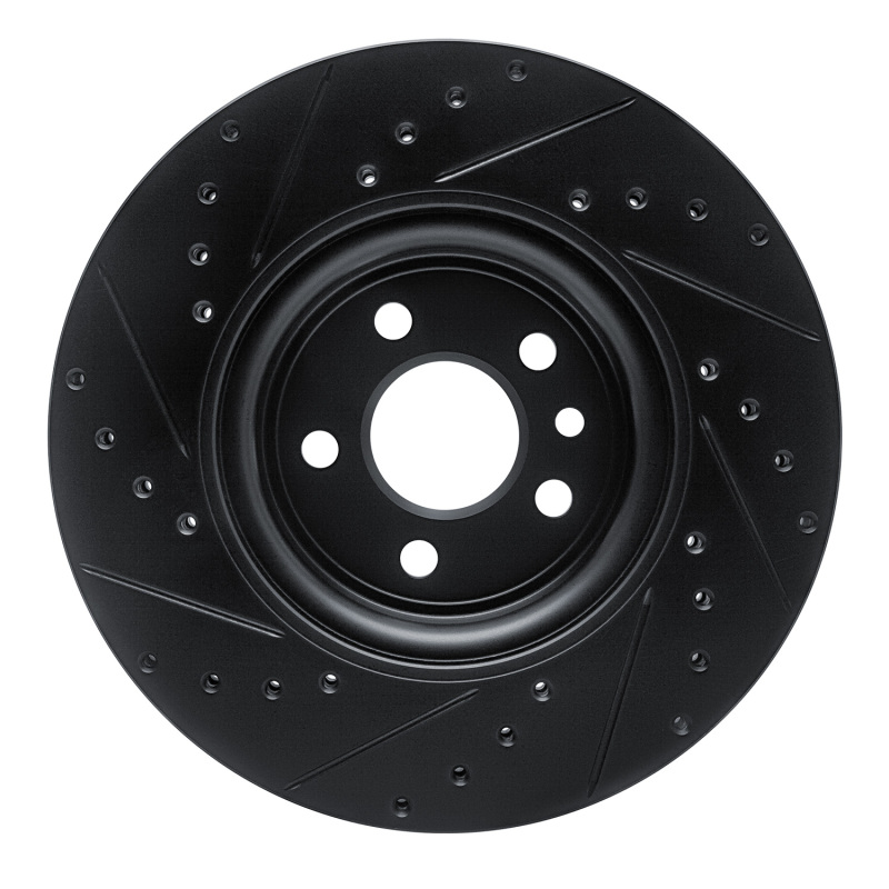 Jaguar F-Pace Brake Rotor (1) - Front Right - R1 Concepts - Drilled & Slotted - Black - `17-`19